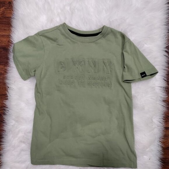 DKNY Olive Green Street Smart Graphic Tee Short Sleeve Shirt Women's Size M - Picture 2 of 10